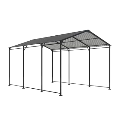 10x15 FT Heavy Duty Metal Carport with Galvanized Steel Roof, Outdoor Multi-Use Vehicle Shelter for Cars Trucks Boats, Corrosion-Resistant Gray Steel Canopy Garage Storage Shed