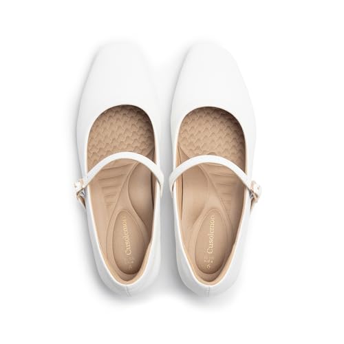 Image of Cusolemore Mary Jane Flat Shoes with Arch Support and Hidden Wedge Heel, Women Ballet Flats, Mary Jane Flats, Comfortable Dress Shoes