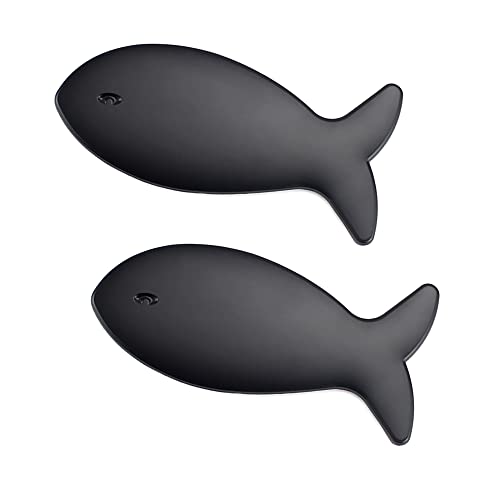 Image of YSY 2Pcs 3D Fish Zinc Alloy Emblem Totem Logo Badge Car Sticker Auto Decoration Car Body Decal Automobile Accessories(A) (3D Fish, Black)