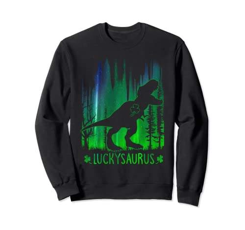 Luckysaurus Dinosaur Lucky Shamrock Funny St Patricks Day Sweatshirt