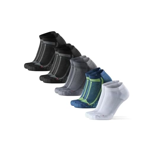 DANISH ENDURANCE Calcetines de Running, Antideslizantes, Calcetines Antiampollas, Hombres y Mujeres, 5 Pack, Multicolor (2x Negro, 1x Azul/Amarillo, 1x Gris, 1x Blanco), 43-47