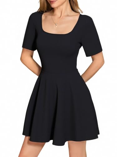 Image of GORGLITTER Women's Tennis Dress with Shorts Square Neck Mini Golf Dresses