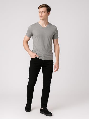 Image of Friskers Men's V-Neck Short Sleeves Cotton T-Shirt - Casual T-Shirt, Regular Fit