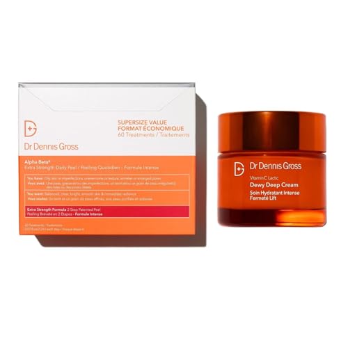 Dr Dennis Gross Alpha Beta Extra Strength Daily Peel (60 App) & Vitamin C Lactic Dewy Deep Cream