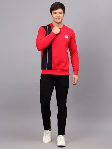Image of Ben Martin Men's Round Neck Regular Fit Full Sleeve Side Penal Contrast Cotton Polyester Sweatshirt