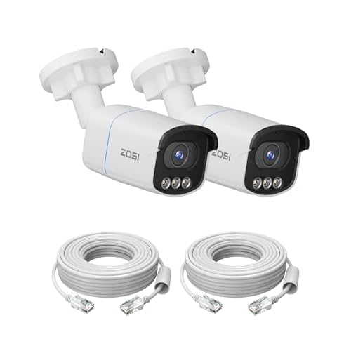 ZOSI 2Pack Add-On C186 5MP 3K Aurora Lux True Color Night Vision PoE IP Security Camera, Smart Person/Vehicle Alerts for Outdoor Surveillance, Light &