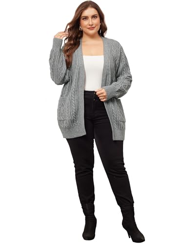 Image of Agnes Orinda Cardigan Sweaters for Women 2025 Plus Size Lightweight Long Sleeve Open Front Sweaters with Pockets
