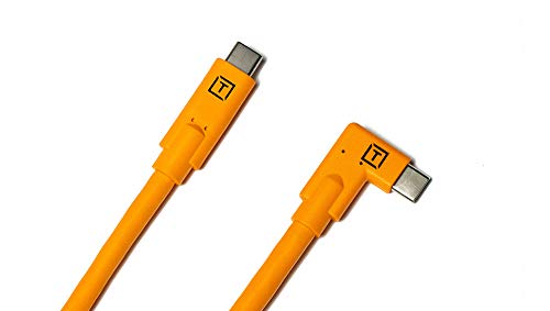 TetherPro USB-C to USB-C 5Gbps Gen 1, Right Angle, 15' (4.6m), High-Visibility Orange