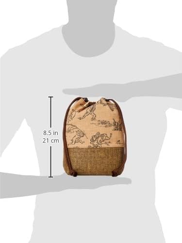 丸全(Maruzen) 網代付信玄袋 鳥獣戯画/茶 20×7×24cm 巾着袋