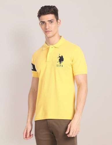 Image of U.S. Polo ASSN. Solid Slim Fit Polo T Shirts for Men - 100% Cotton, Half Sleeves Mens Tshirt