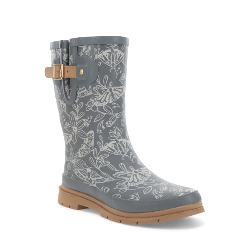 Image of Western Chief Women's Waterproof Mid Rain Boots | Ladies pull on mid rain boots with adjustable buckle, cushioned insole, and rubber outsole for wet weather and outdoor wear.