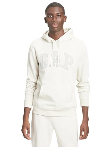 GAP Mens Heritage Logo Pullover Hoodie Unbleached White L