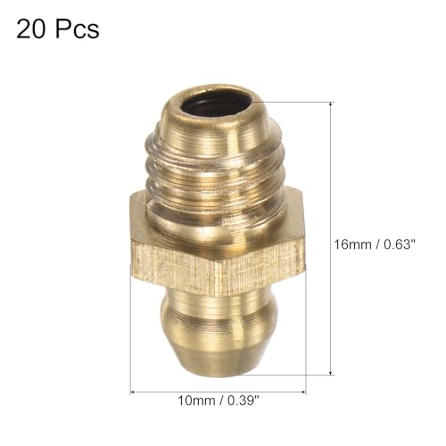 Image of uxcell Brass Straight Grease Fitting M8 x 1.25mm Thread Hydraulic Grease Fitting Accessories, 20Pcs