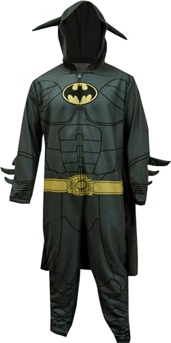 Bioworld Merchandising Men's Batman One Piece Fleece Pajama with Hood and Cape