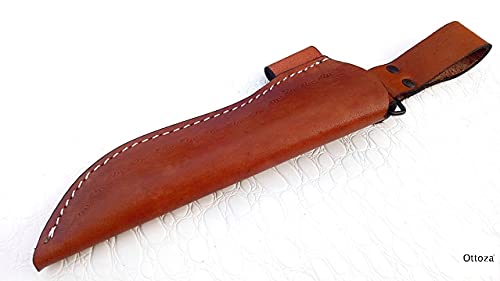 Ottoza Custom Handmade Brown 7" Leather Knife Sheath For 7 Inch Blade For Bushcraft Knife - Hunting Knife - Camping Knife - Survival Knife - Fixed Blade Knives Vertical Carry/Cow-Buffalo Leather No:74 #TOP4