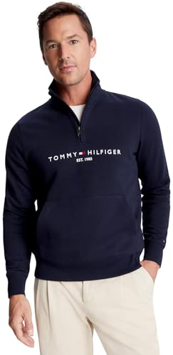 Tommy Hilfiger mens Adaptive Quarter Zip Sweatshirt With Extended Zipper Pull