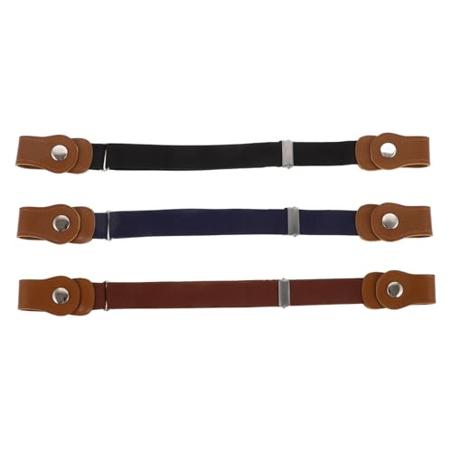 3pcs Elastic Stretchy Waist Belts for Boys Pant Dress Belts with Snap Button Lightweight Fashion Accessories Black Navy