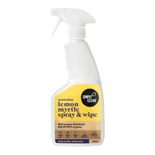 SimplyClean Lemon Myrtle Spray & Wipe - Natural Multi-Purpose Cleaner with Australian Lemon Myrtle Essential Oil - Kitchen and Bathroom Surface Cleaner - Ammonia Free - All Purpose Spray - 500ml