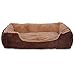 Lit pour Chien – Coussin pour Chien – Panier pour Chien avec Coussin réversible (Taille et Couleur au Choix) 75x60x19 cm Beige/Marron