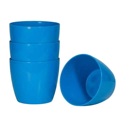 Image of Harshdeep Plant Pots - Valencia - Indoor Outdoor Home Living Room Office Garden Decorative Round Plastic Planters 8 Inch Set of 4 (Blue)