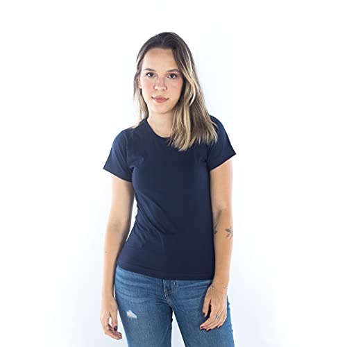 Kit 5 Baby Look 100% Algodão (Azul Marinho, Cinza Mescla, Pink, Preto, Roxo, G)