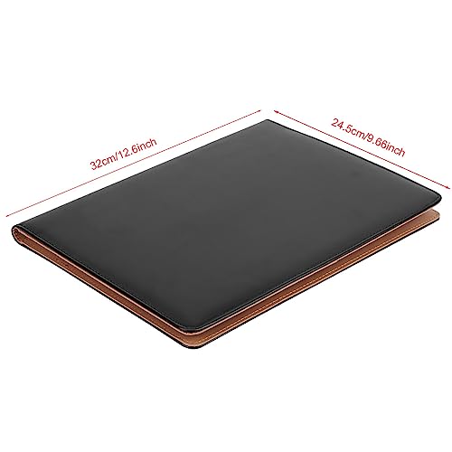 Professional Business Padfolio A4 Multifunctional PU Leather File Folders with Pockets Clipboard Folder for A4 Writing Pad with Card Slot for Business Meetings Interviews Classroom (Black) by Walfront - Used condition - Image 2