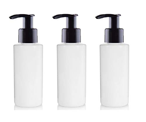 Avalon Cosmetic Packaging Üç adet x 100 ml beyaz HDPE boş plastik kozmetik şişe ile siyah Lotion pompa dağıtıcı, geri dönüştürülebilir – Avalon kozmetik ambalaj