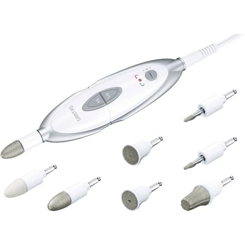 Sanitas SMA 35 elektrisches Maniküre-/ Pediküre-Set, mit 7 Nagelpflege-Aufsätzen, weiß/silber
