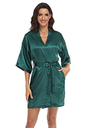 Image of Women's Pure Short Silky Robes Bridesmaid Bride Party Satin Robes Sleepwear