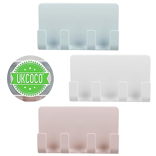 Ukcoco Cell Phone Wall Mount, 3 Pack Multi Purpose Plastic Phone Charging Dock Holder Shaving Razor Towel Hook Bracket For Smartphone Tablet Ereader (Mixed Color) #TOP7