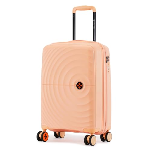 Image of Nasher Miles Polypropylene Spinner Seattle Hard-Sided Cabin Luggage 20 inch | 55cm | 8 Wheels Small Trolley Bag for Travel | Suitcase (Peach)
