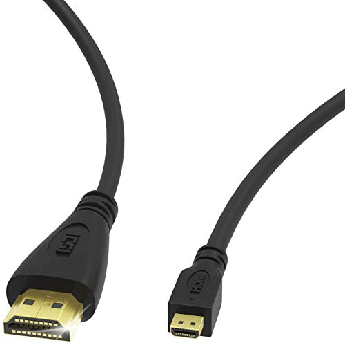 ICZI Cable Micro HDMI a HDMI, Conductor HDMI a Micro HDMI 4K con Contactos chapados en Oro de Alta Velocidad con Ethernet y Retorno de Audio para Pantallas, HDTV, Monitores y Proyectores, 1.8m