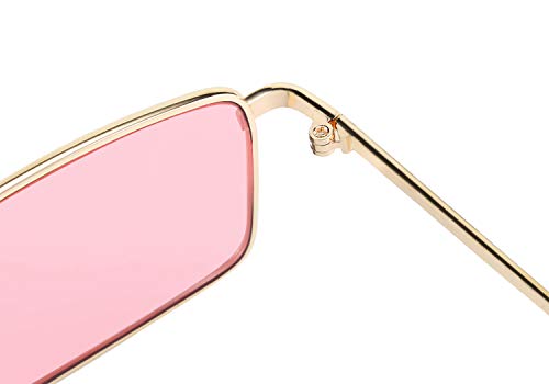 FEISEDY Vintage Square Rectangle Small Sunglasses Women Men Metal Frame Double Bridge B26602
