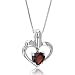 6MM Heart Shape Garnet Pendant .925 Sterling Silver With Chain