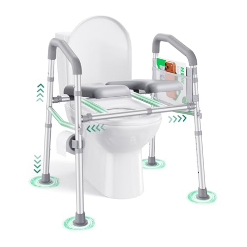 PopWise Raised Toilet Seat with Handles, 500 lb Anti-Wobble Frame, Easy to Install Toilet Seat...