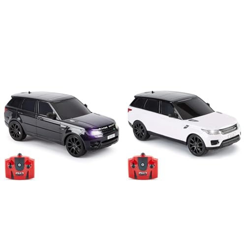 CMJ RC Car Range Rover LED RC Car 1:24 working lights & TM Range Rover Sport RC Car 1:24 with LED Lights, Supercar (White)