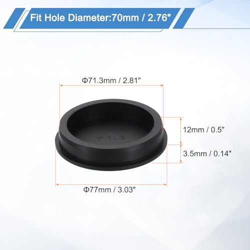 Image of uxcell Silicone Hole Plug, Waterproof Round Rubber Stoppers Bottle Seal Plugs Tube Pipe End Caps for 70mm /2.76 inch Hole for Bathtub Bottle, Black
