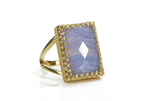 Bague agate rectangle argent 925 : la bague de fiançailles originale et symbolique. - 6