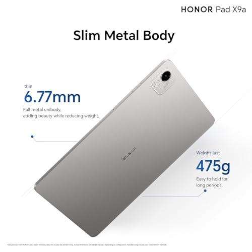 تابلت هونر باد X9a واي فاي شاشة 11.5 انش 120Hz RAM 8GB + تخزين 128GB، اندرويد 15، سناب دراجون 685، بطارية 8300mAh، شحن سريع 35 واط، دعم ستايلس، رمادي (موديل 2025) + غطاء قلاب واقي مجاني