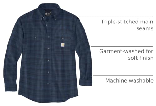 Image of Carhartt Men's Loose Fit Midweight Chambray Long-Sleeve Plaid Shirt