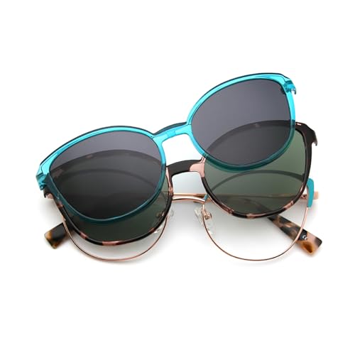 Image of Bauhaus Magnetic Clip on Sunglasses Women Polarized UV Square Men Sunglasses Night Driving Eyeglasses For Fishing Hiking