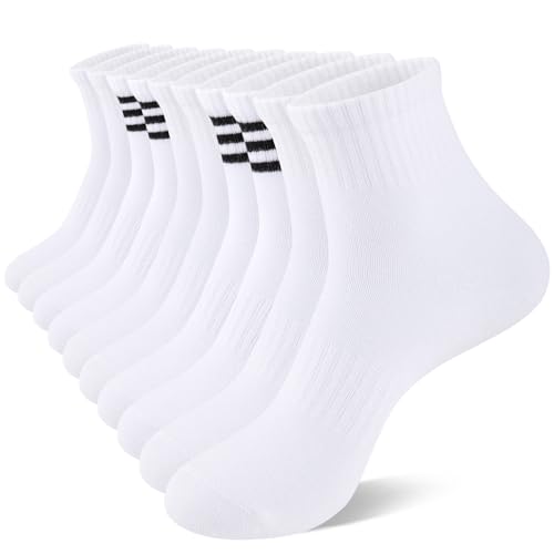 Heatuff Womens Ankle Quarter Socks Cotton Striped Athletic Casual Mini Crew Socks for Women (5 Pairs) - Main Image