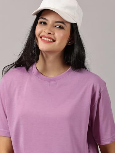 Image of RodZen Oversized Fit Half Sleeves Round Neck Textured Polycotton T-Shirt for Women /Girls (Pack of 2)