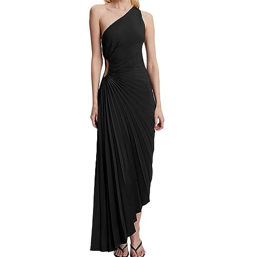 Robe longue drapée haut de gamme à une épaule pour cérémonie raffinée
