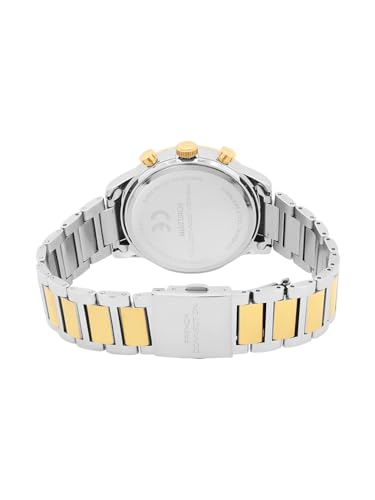 Image of French Connection Sunray Silver Round Dial with Gold Two Tone Stainless Steel Strap Chronograph Watch for Mens - FCN0120TM