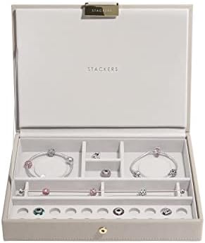 Stackers Boîte à Bijoux Classique Taupe 6 Couches – Rangement Velours Pour Bracelets, Montres & Bijoux, Design Londonien