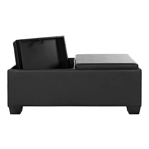 Lexicon Lenado Faux Leather Storage Ottoman/Bench With 2 Flip-Top Tray Inserts, 48" W, Espresso #TOP7