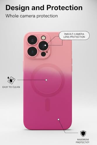 Image of amazon basics Gradient Mag-Safe Case for iPhone 16 Pro Max | Soft Silicone Shockproof Cover with Camera Protection | Slim Lightweight Design | Smooth Touch & Durable - Light and Dark Pink