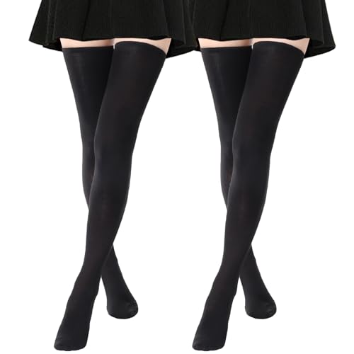 Image of AQOKKA Extra Long Thigh High Socks for Women Striped Over Knee Thigh Socks Long Boot Thigh High Stockings Leg Warmers