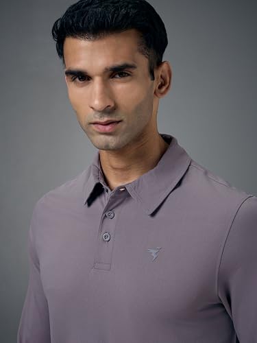 Image of TECHNOSPORT Mens Slim Fit Solid Full Sleeve Cotflex Polo T-Shirt for Regular and Casual Uses